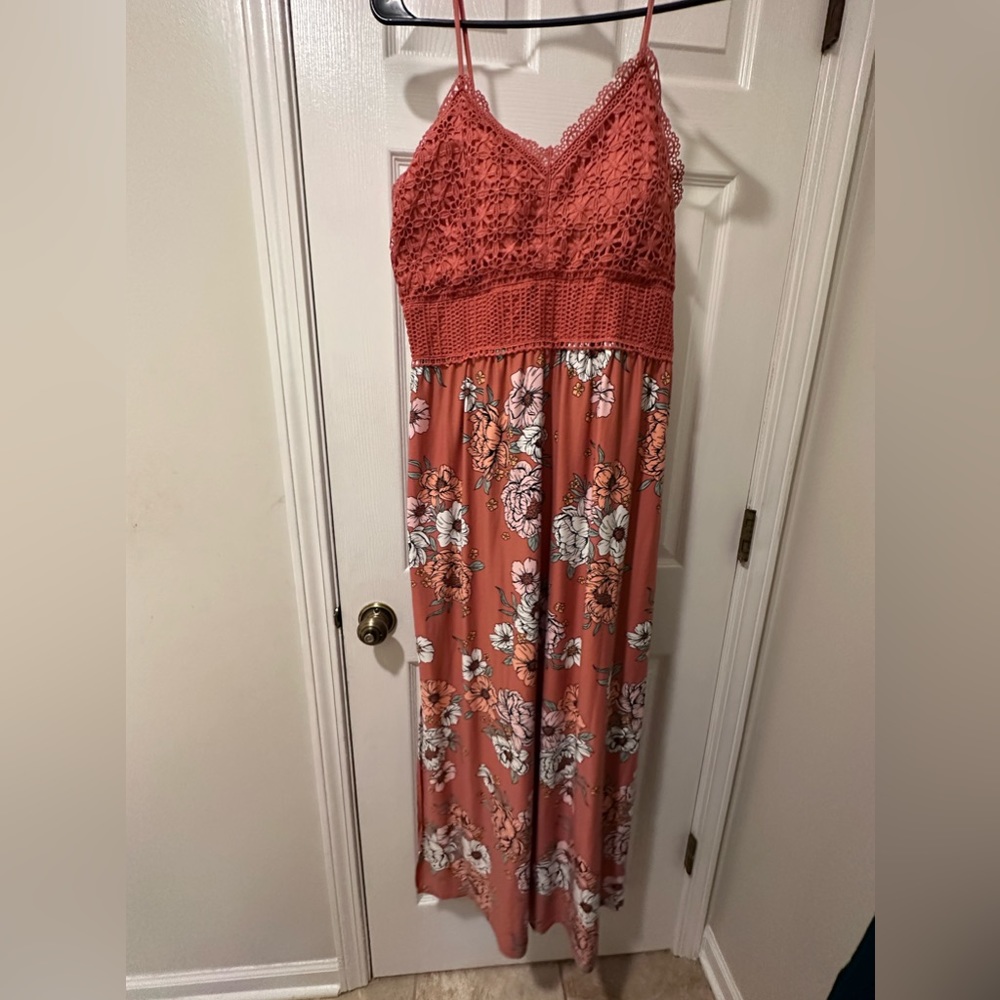 Floral lace top summer dress